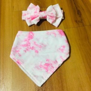 Bbyg tie dye pink bandana bib and bow